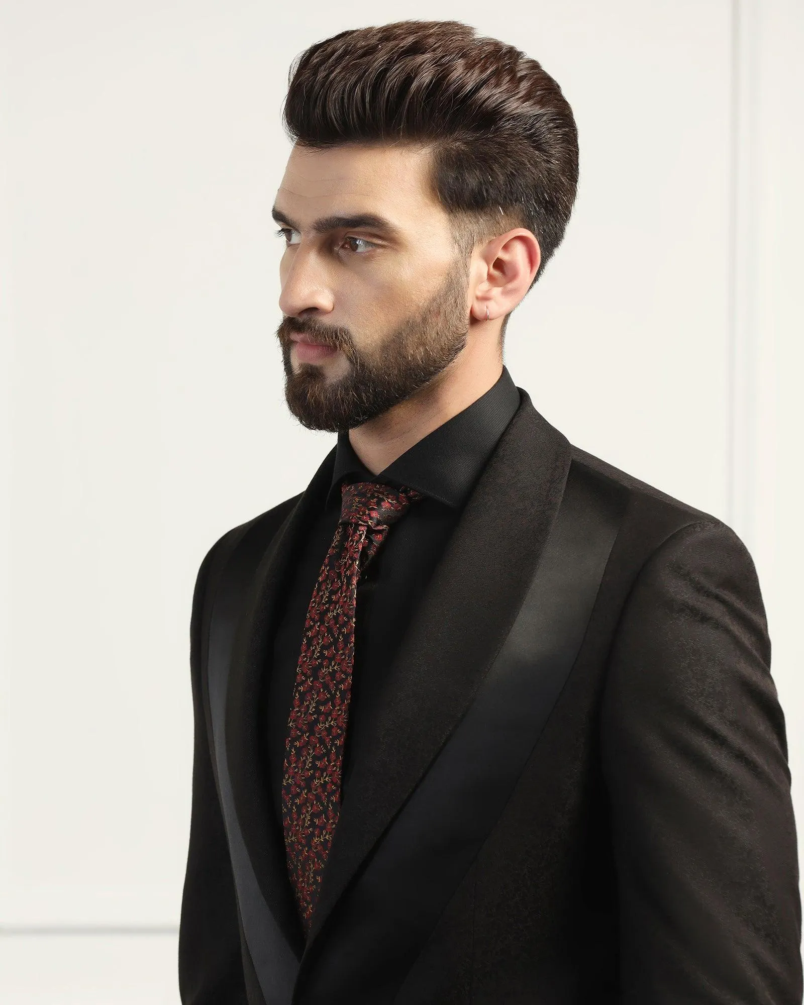 Two Piece Black Printed Formal Suit - Jessel