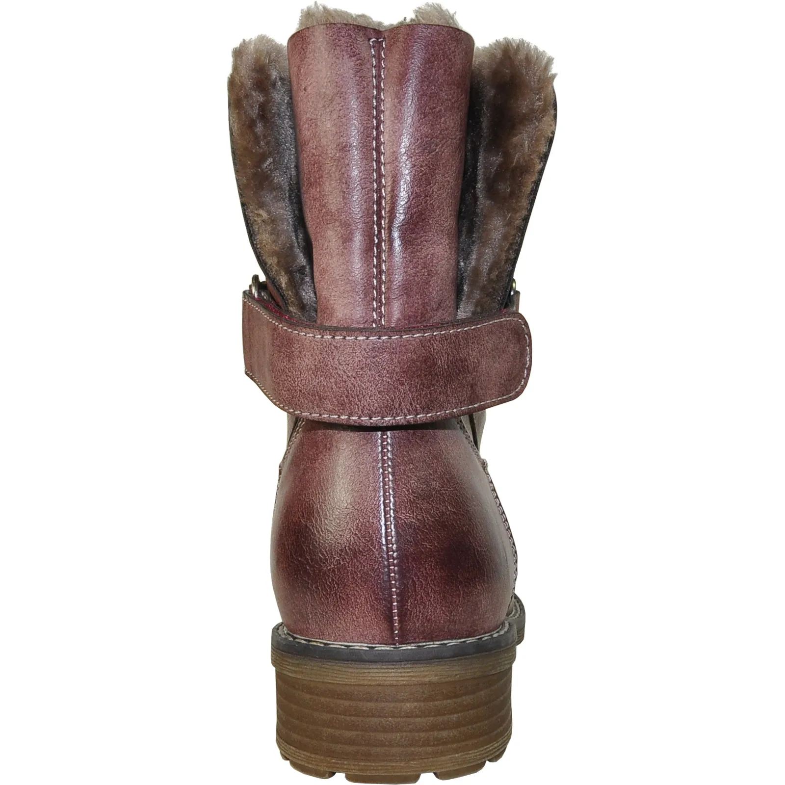 VANGELO Women Water Proof Boot HF9536 Ankle Winter Fur Casual Boot Rose Red