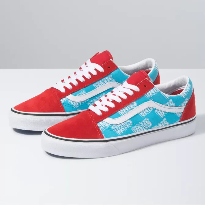 Vans Unisex Retro Mart Old Skool Shoes - Red / Blue / White