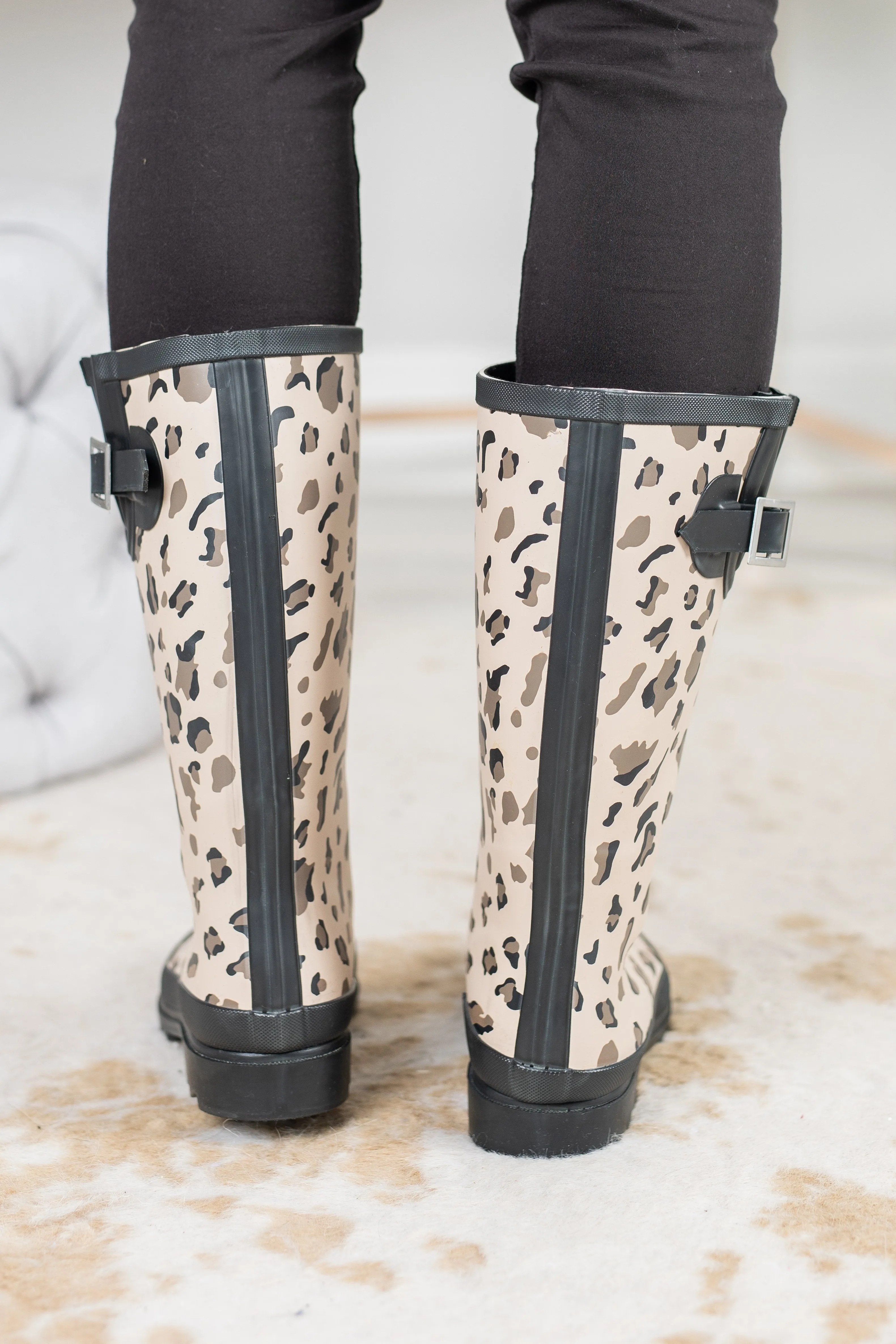 Wild Weather Brown Leopard Rainboots