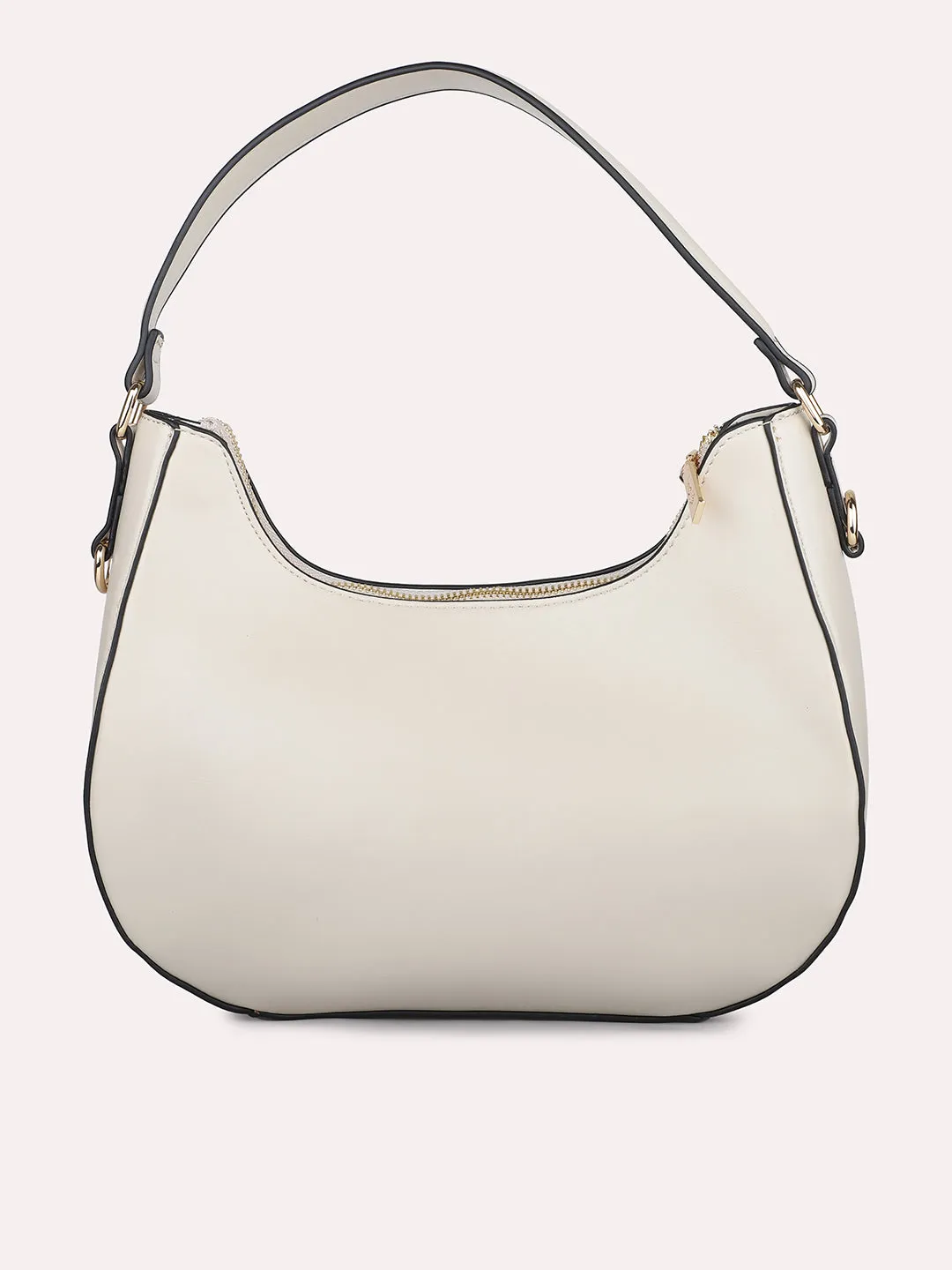 Women Off White Half Moon Shoulder Bag