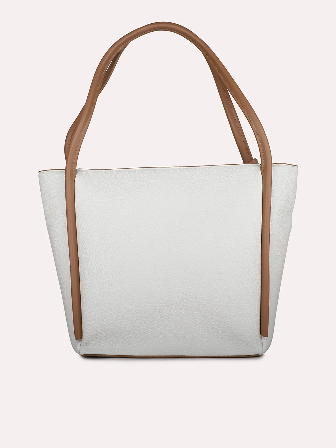 Women Off White Textured Oversized Structured Shoulder Bag