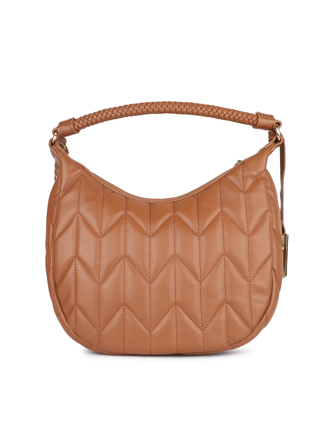 Women Tan Quilted Shoulder Bag