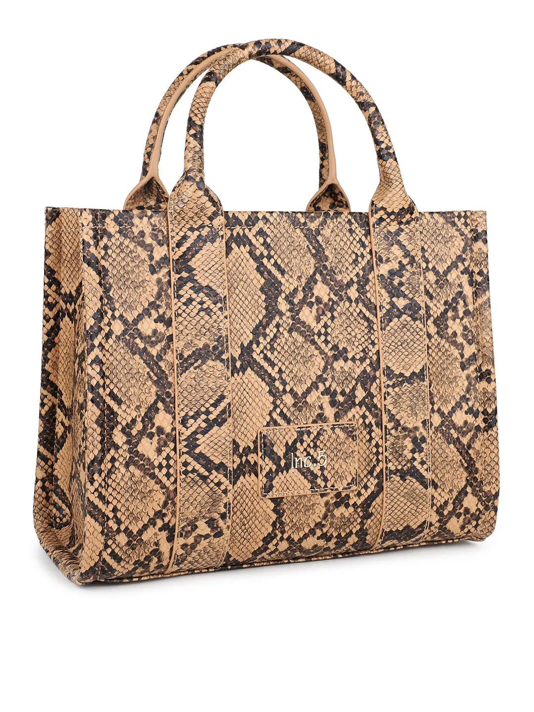 Women Tan Snake Skin Print Shoulder Bag