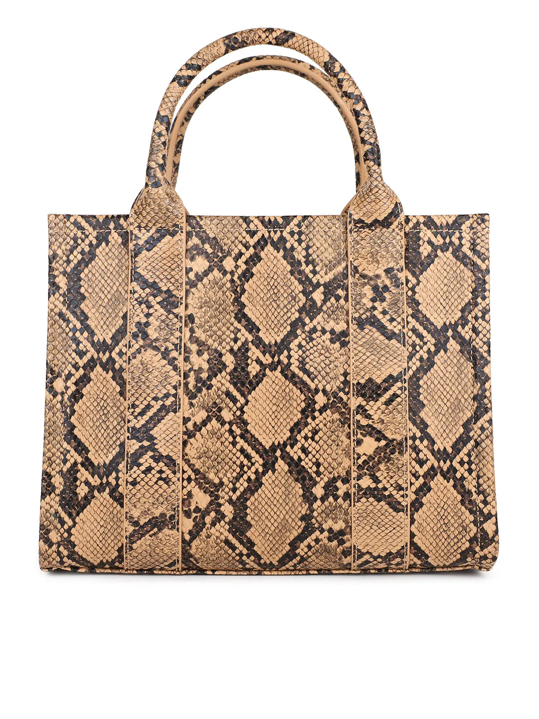 Women Tan Snake Skin Print Shoulder Bag