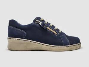 Women's Dr Wellness Zip-Up Leather Shoes - Navy