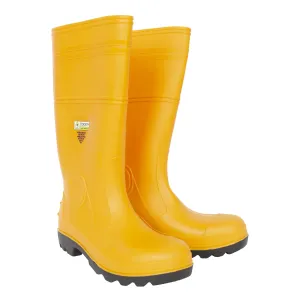 Yellow PVC Boots with Black PVC Sole, EVA Insole, Steel Toe & Midsole, Cotton Lined, 16-Inch Length